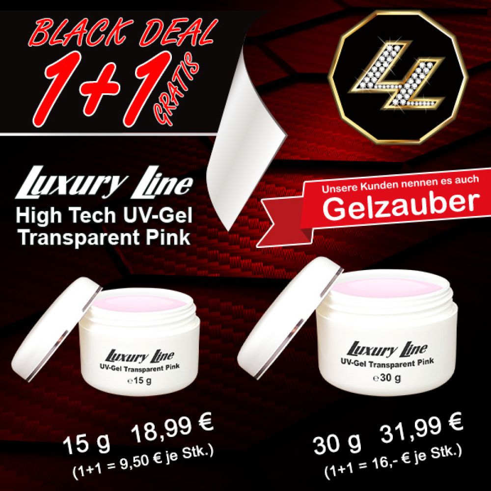 BLACK DEAL: 1+1 AKTION Luxury Line UV Gel Transparent Pink 15g